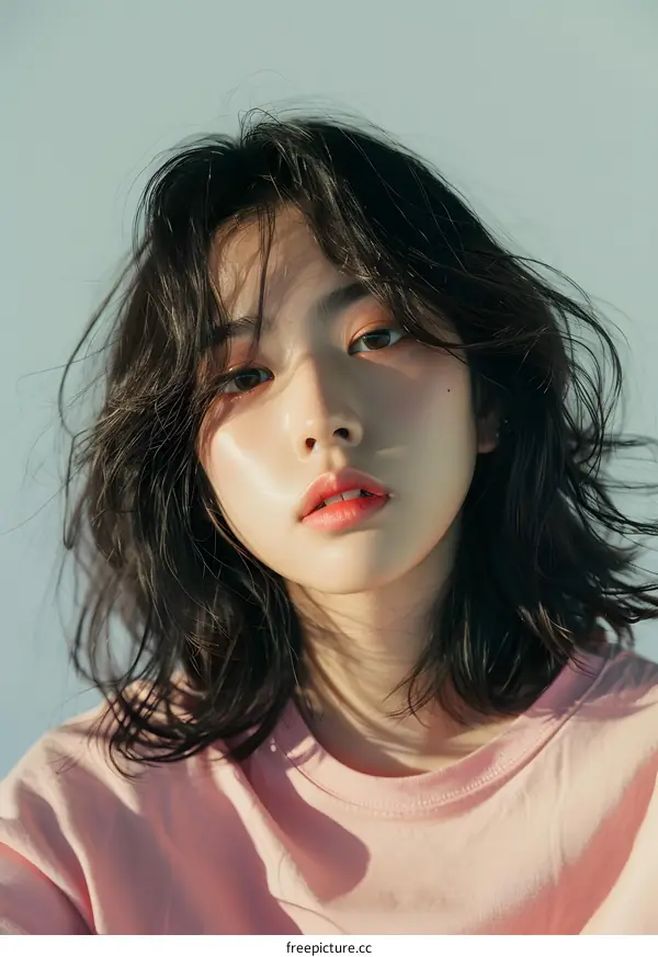 Asian Woman with Short Hair and Light Makeup