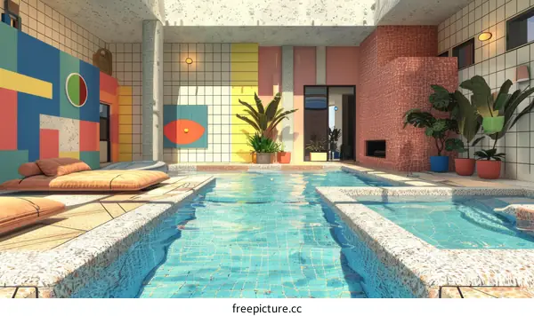 Modern Geometric Poolside Interior Design