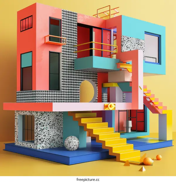 Modern Geometric Architectural Design with Vibrant Colors