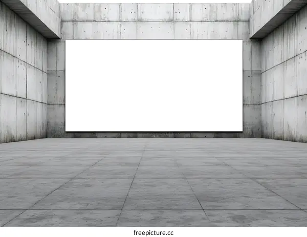 Blank White Billboard on Concrete Wall Interior