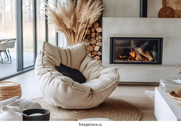 Cozy Modern Living Room with a Unique Armchair