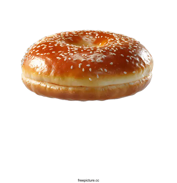 [Transparent Background PNG]A sesame seed bagel on a white background