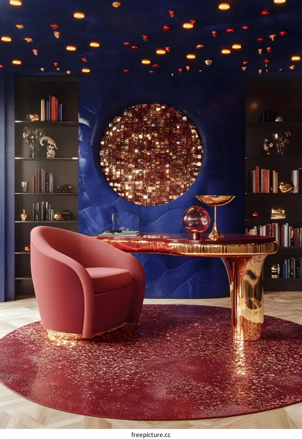 Modern Interior Design with a Round Table and an Armchair