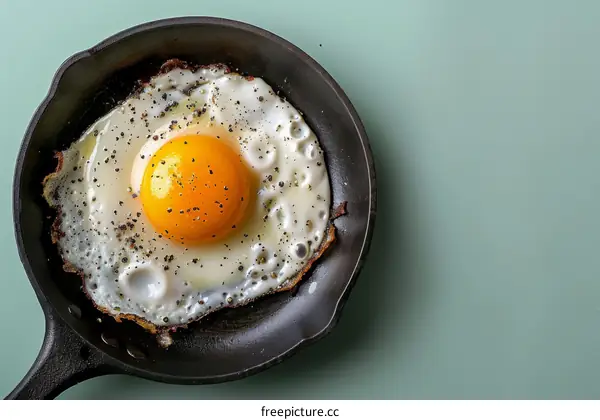Fried egg in a cast iron skillet