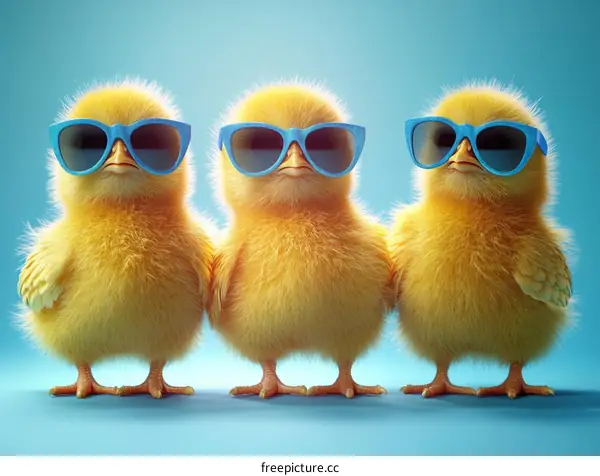 Cute Chickens Wearing Sunglasses