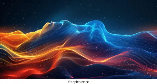 Abstract Colorful Dynamic Wave Landscape