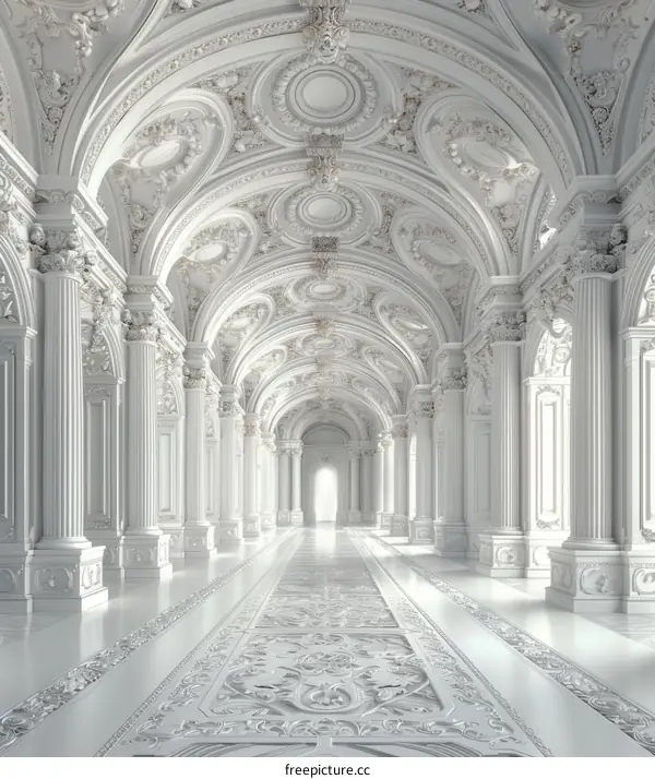 Elegant White Palace Hallway Architectural Design