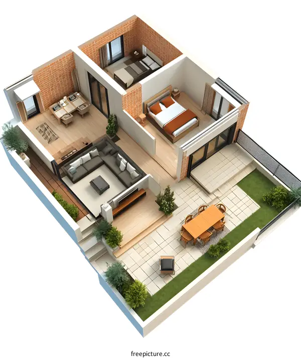 Modern House Floor Plan With Patio