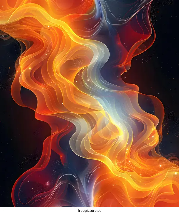 Wavy Orange and Blue Abstract Painting