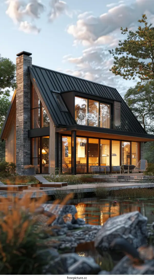 Cozy Black A-frame Cabin by the Lake