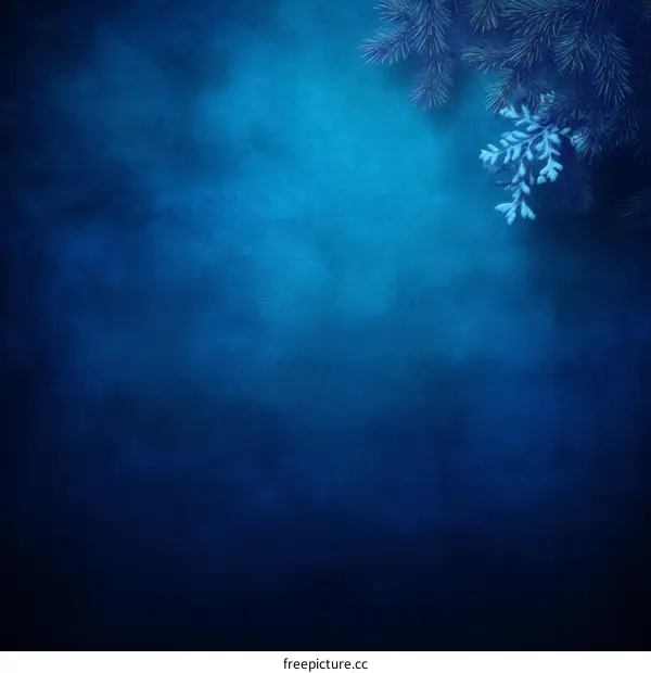 Deep Blue Christmas Background with Fir Branches