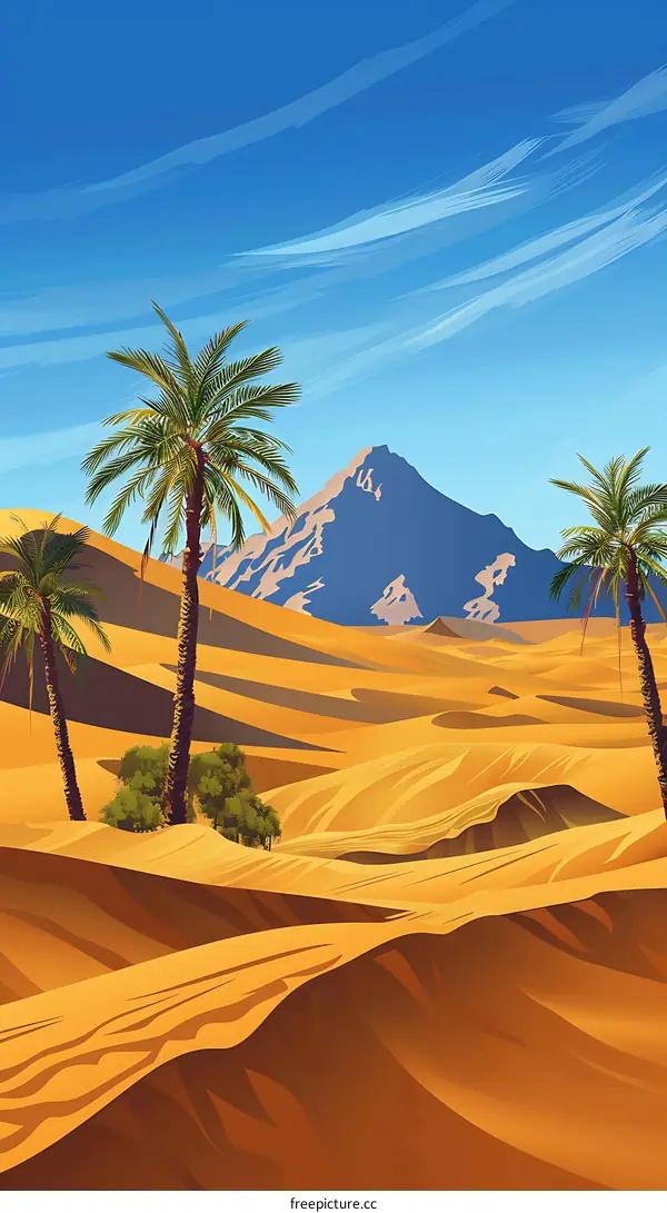 Palm Trees and Sand Dunes in the Desert