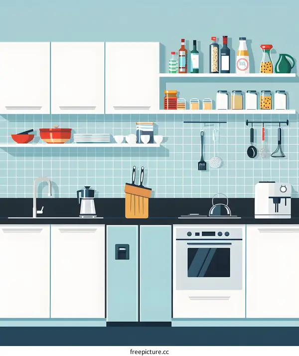 Modern Kitchen Interior Design with White Cabinets and Appliances