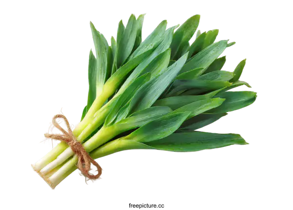 [Transparent Background PNG]Fresh Bunch of Green Garlic Scallions