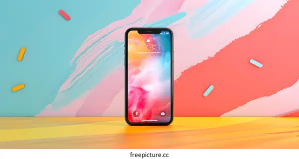 Colorful Abstract Background With Phone Mockup