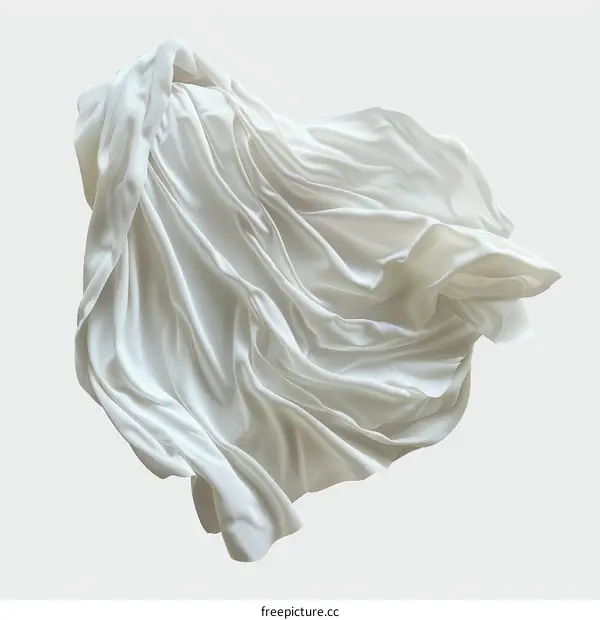 White Fabric Cloth Wave Flying Flowing Wind Isolated