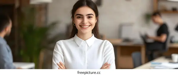 Smiling Caucasian Woman in Office