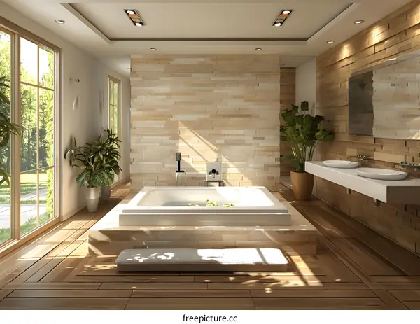 Bathroom interior with natural elements