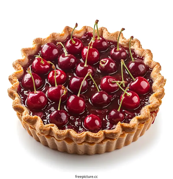 Cherry pie on white background