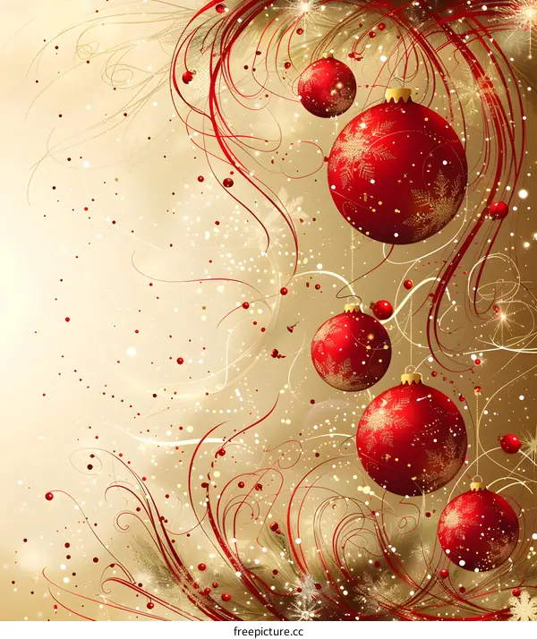 Christmas Background with Red and Gold Ornaments