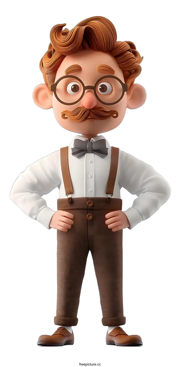 [Transparent Background PNG]3D Cartoon Character with Suspenders
