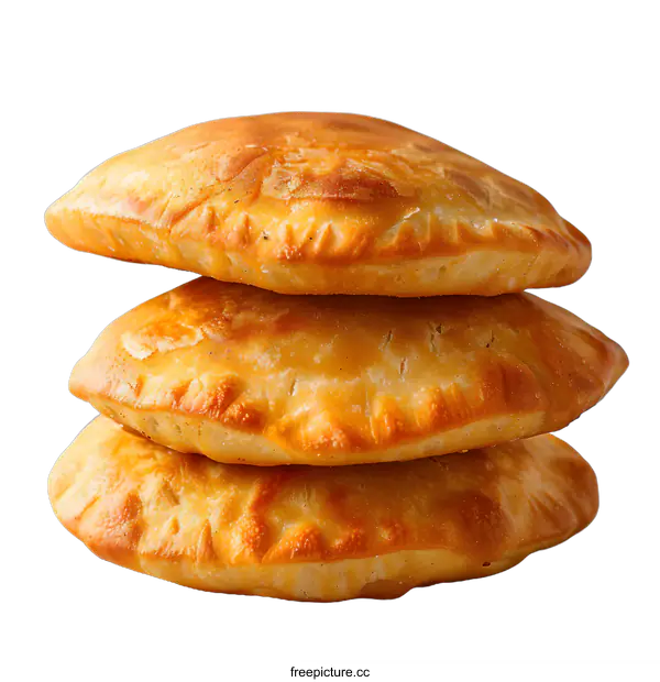 [Transparent Background PNG]A stack of three golden brown flatbreads