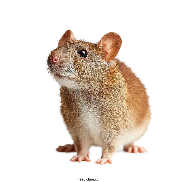 [Transparent Background PNG]Closeup of a Brown Rat on a White Background