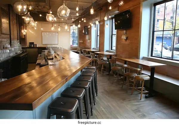 Rustic Wood Bar and Dining Area
