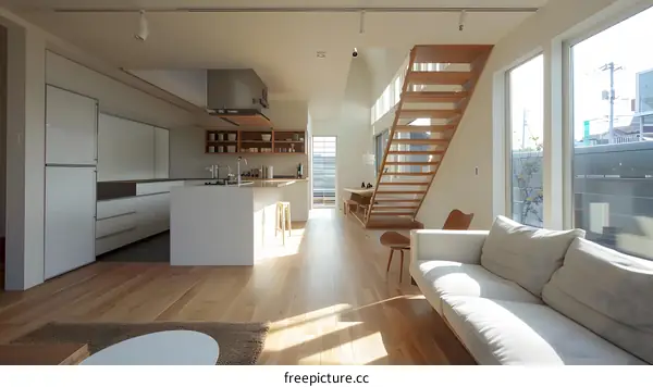 Modern Minimalist Home Interior Design With White Walls And Wooden Floor