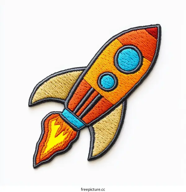 Colorful Cartoon Rocket Patch Design