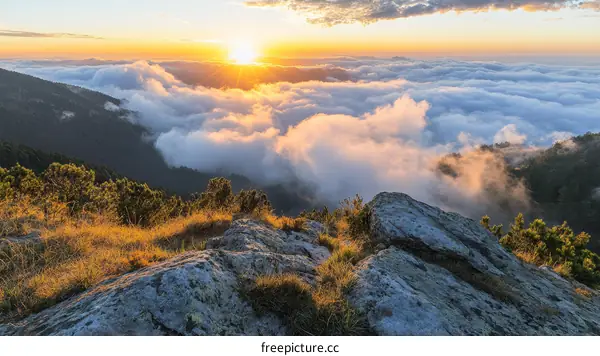 Sunrise Above the Clouds Mountain Landscape