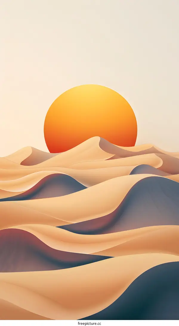 Abstract Minimalist Desert Sunset Illustration