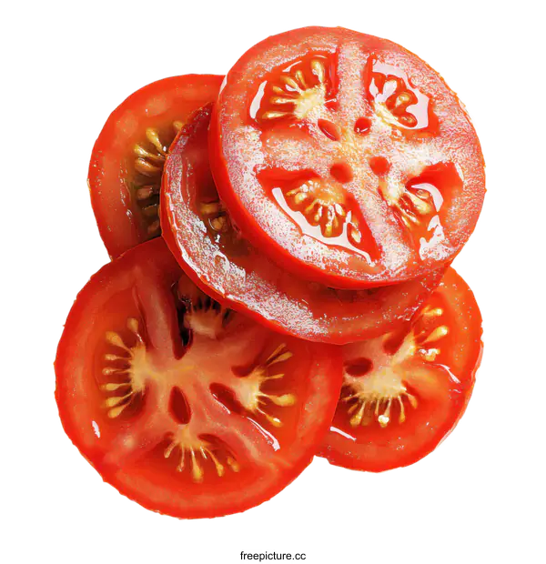 [Transparent Background PNG]Close-up Sliced Tomatoes on White Background