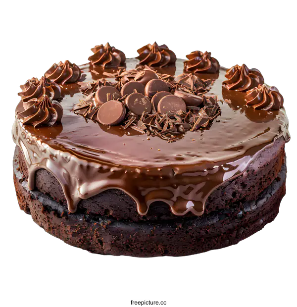[Transparent Background PNG]Chocolate cake with chocolate chips and icing