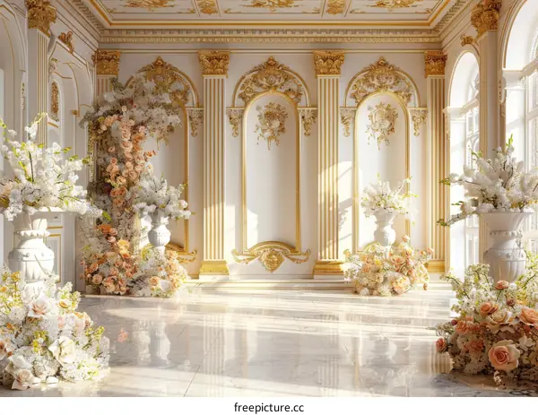 Luxury Palace Interior with Floral Decorations