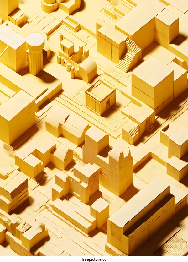 Abstract Minimalist Yellow Cityscape