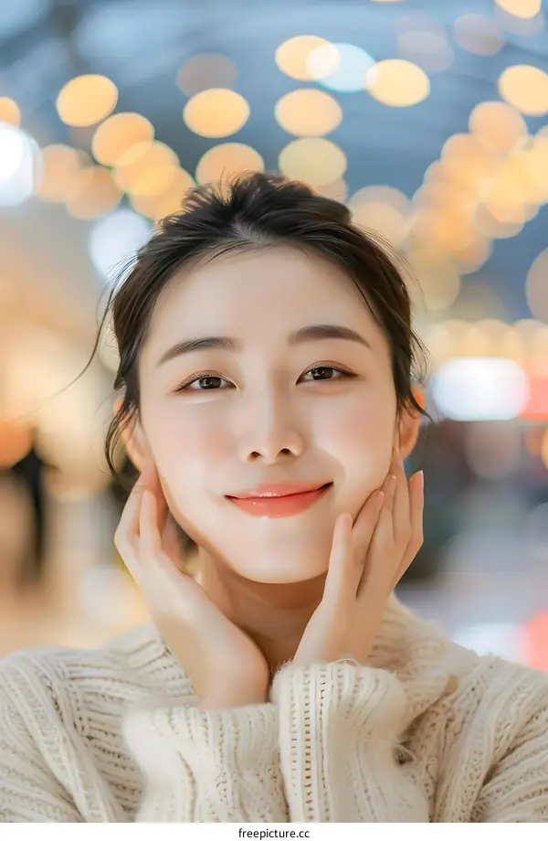 Young Asian Woman Smiling and Looking at the Camera