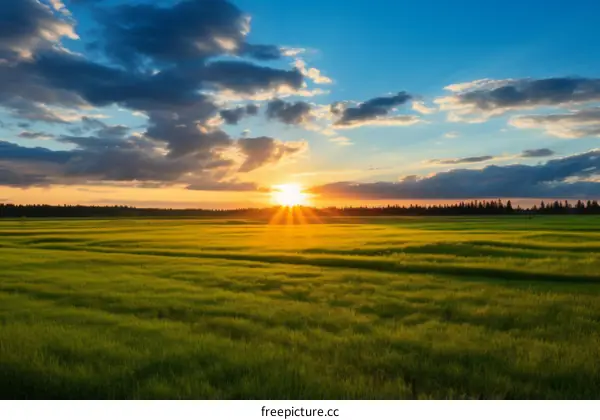 Golden Hour Wheat Field Sunset
