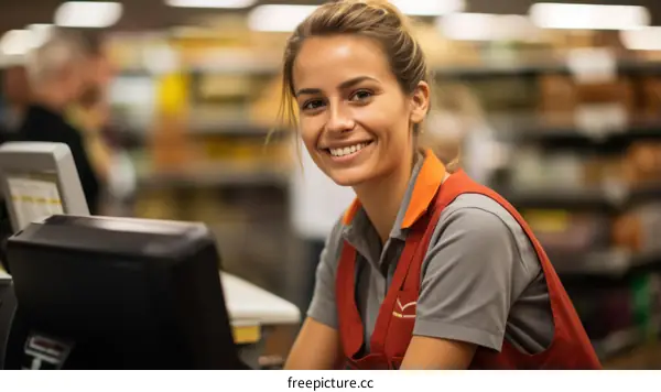 Portrait of a young supermarket cashier