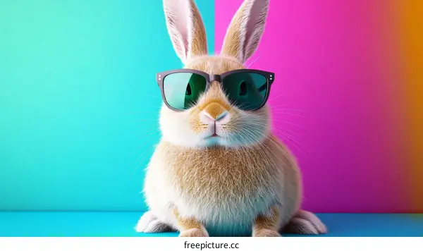 Cute Bunny with Sunglasses in Vibrant Colors