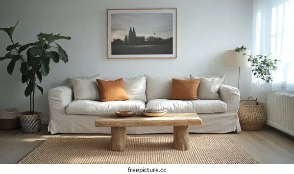 Modern Minimalist Living Room with Natural Elements