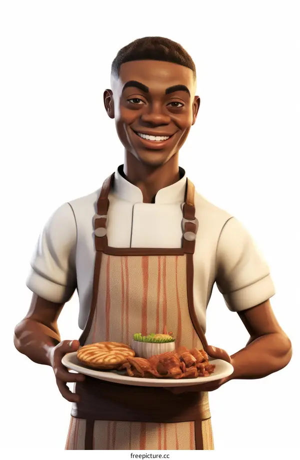 Black Chef Holding a Plate of Food
