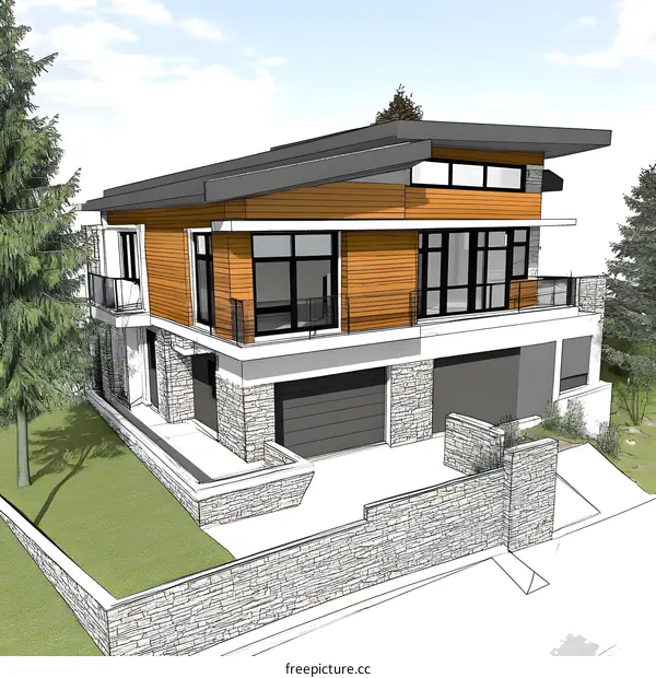 Modern Home Architectural Design Sketch
