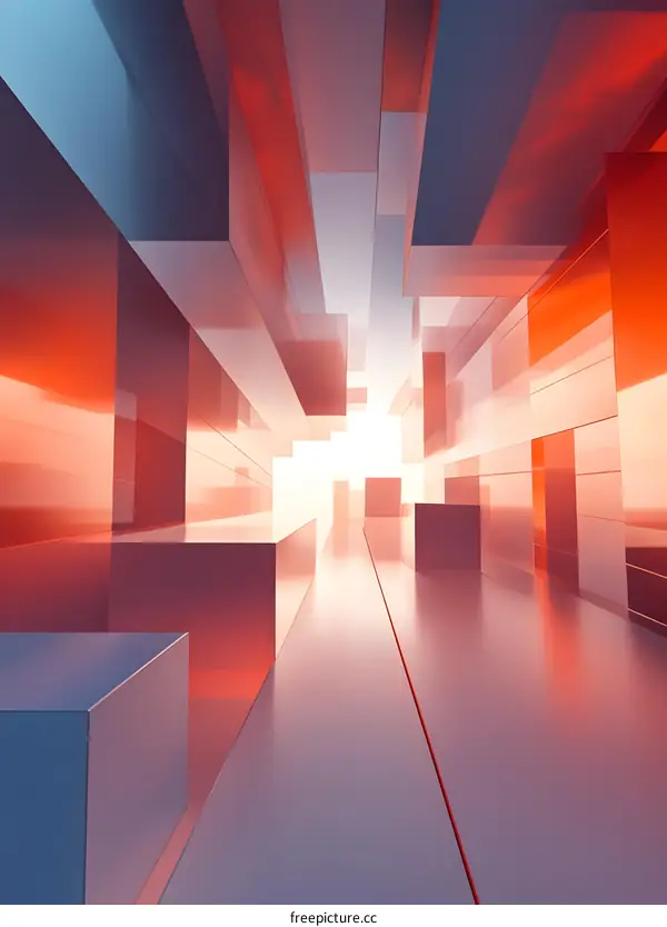 Abstract Architecture with a Bright Light at the End of the Corridor