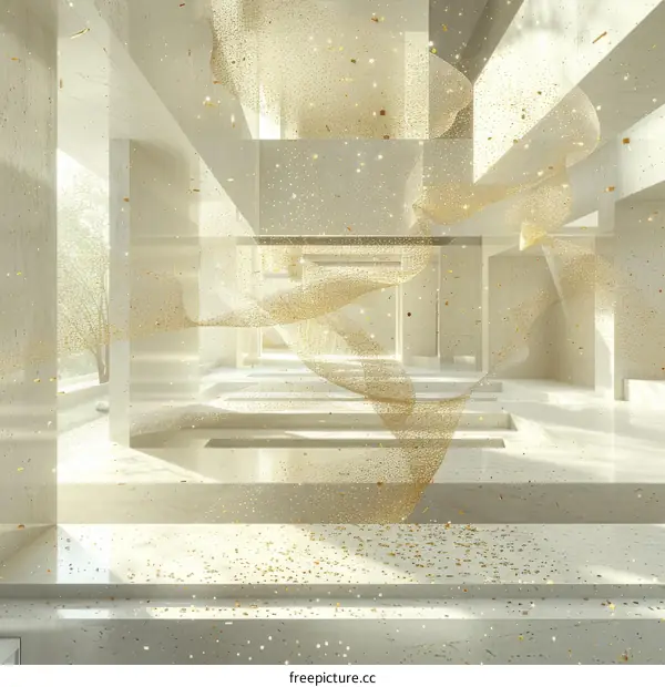 Abstract Architecture Interior With Golden Confetti