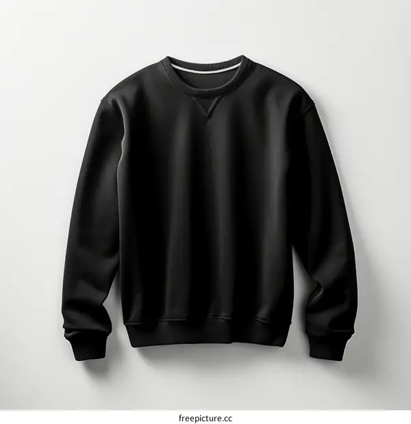 Black sweatshirt mockup isolated on white background. Blank sweatshirt template front view. Design your own sweatshirt.