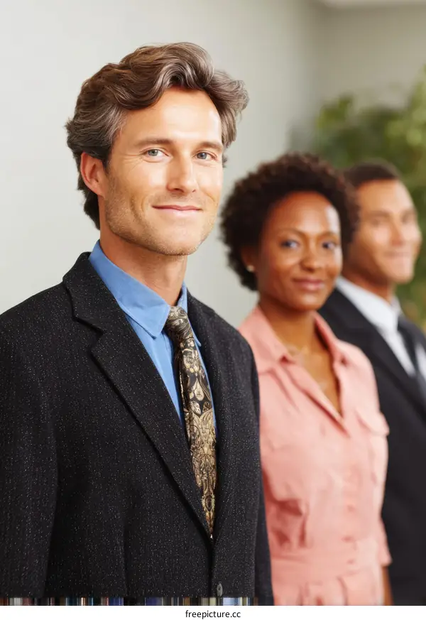 Business Professionals Standing in Row