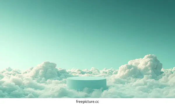 Abstract Minimalist Cloud Scene with Cylinder Platform