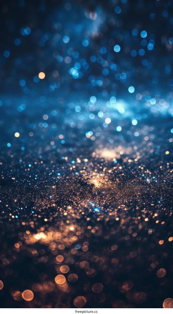 Blue and gold glitter texture with shiny light
