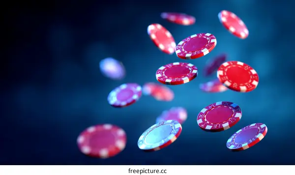 Casino Poker Chips Falling